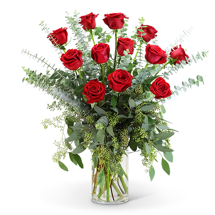 Red Roses with Eucalyptus Foliage (12)